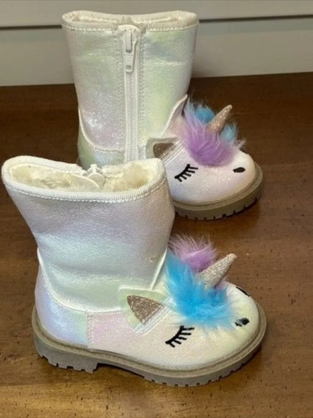 Toddler Girls White Unicorn Boot Size 5 Cat and Jack Hillary